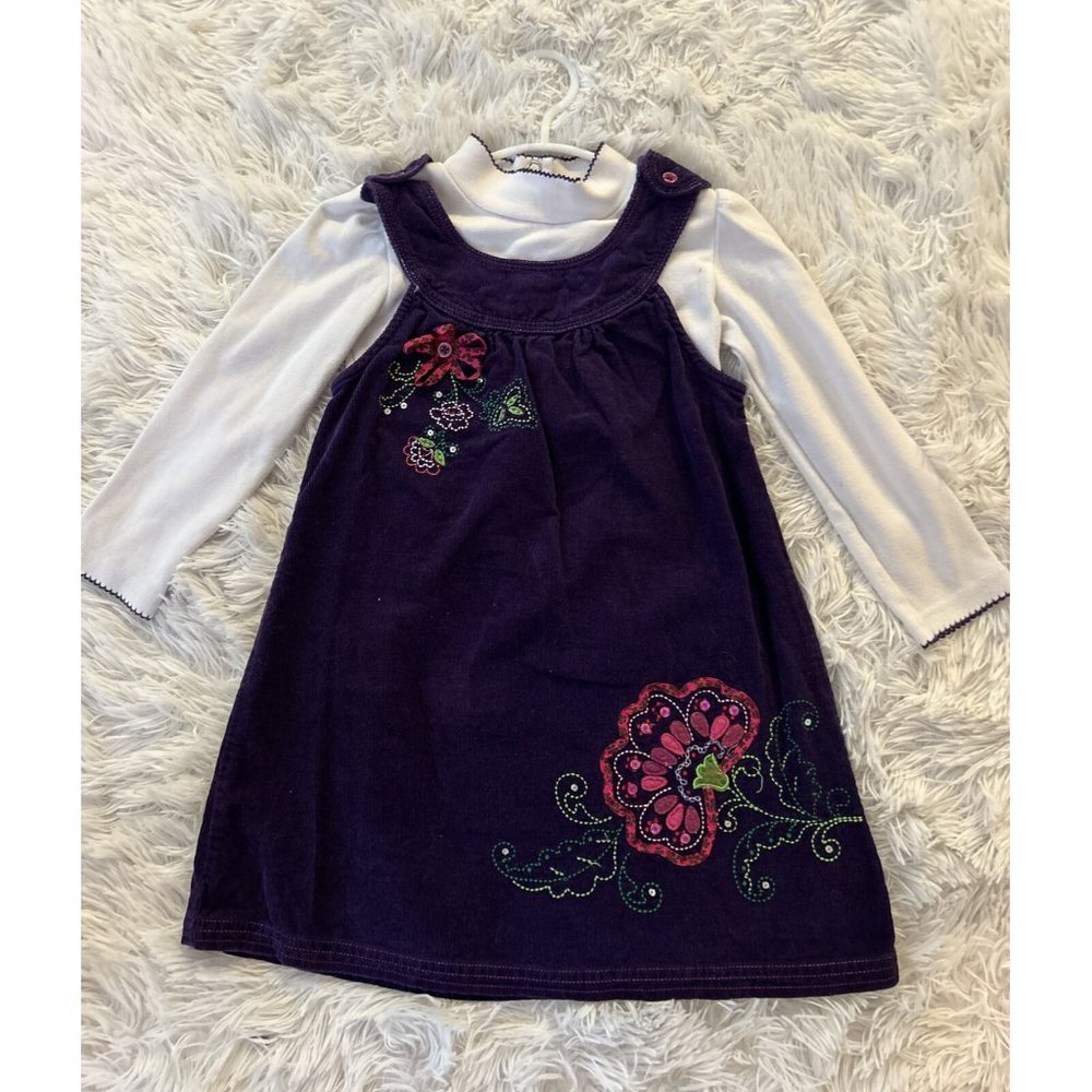 Youngland Purple Corduroy Dress Size 5 Turtleneck Set Winter Girls Clothes